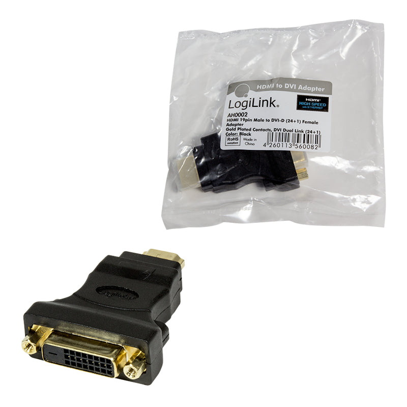 LogiLink Adaptateur HDMI vers DVI, Femelle HDMI 19-pin vers Mâle DVI-D (24+1), Noir - vue 3