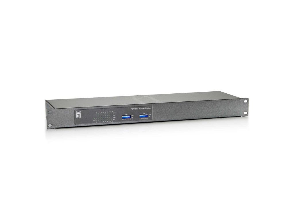 LevelOne FEP-1601W120 Commutateur Réseau Fast Ethernet 10/100 PoE, 16 Ports RJ-45, Gris