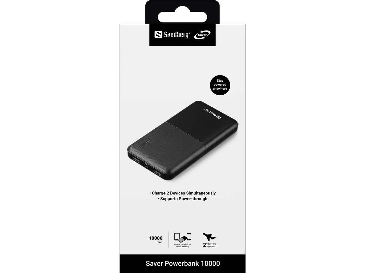 Sandberg Saver Powerbank 10000 mAh Batterie Externe Noire