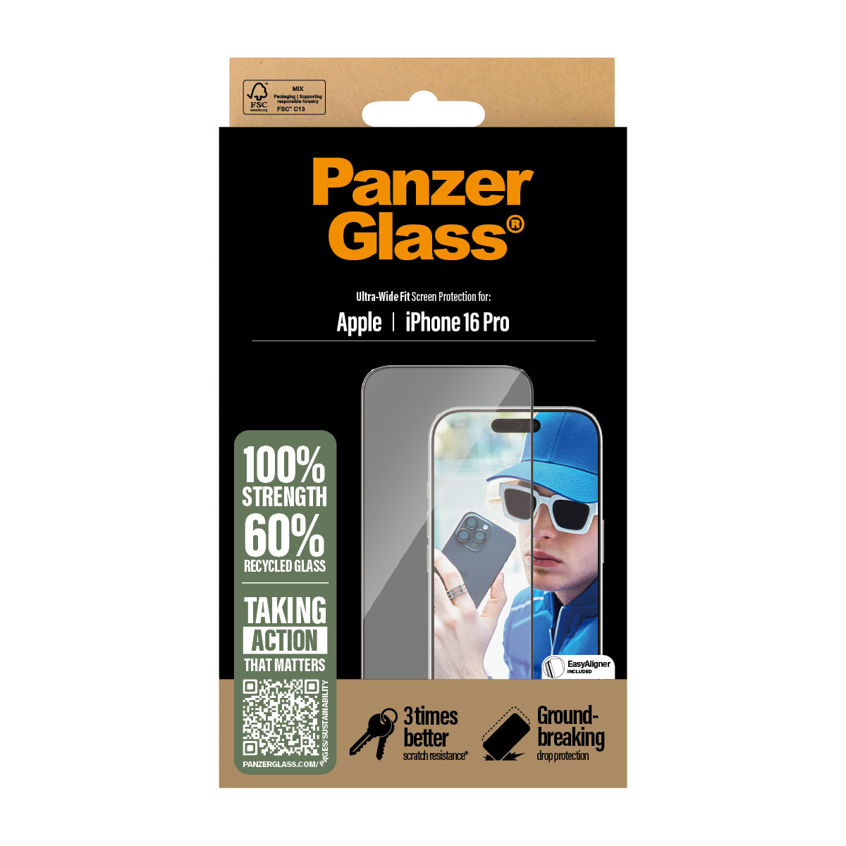 PanzerGlass ® Screen Protector iPhone 16 Pro | Ultra-Wide Fit Protection d'écran transparent Apple 1 pièce(s)