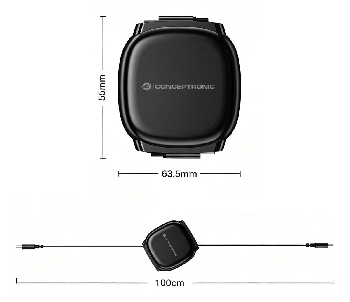 Conceptronic ETTA14B10 câble USB USB 2.0 1 m USB C 100 W Noir