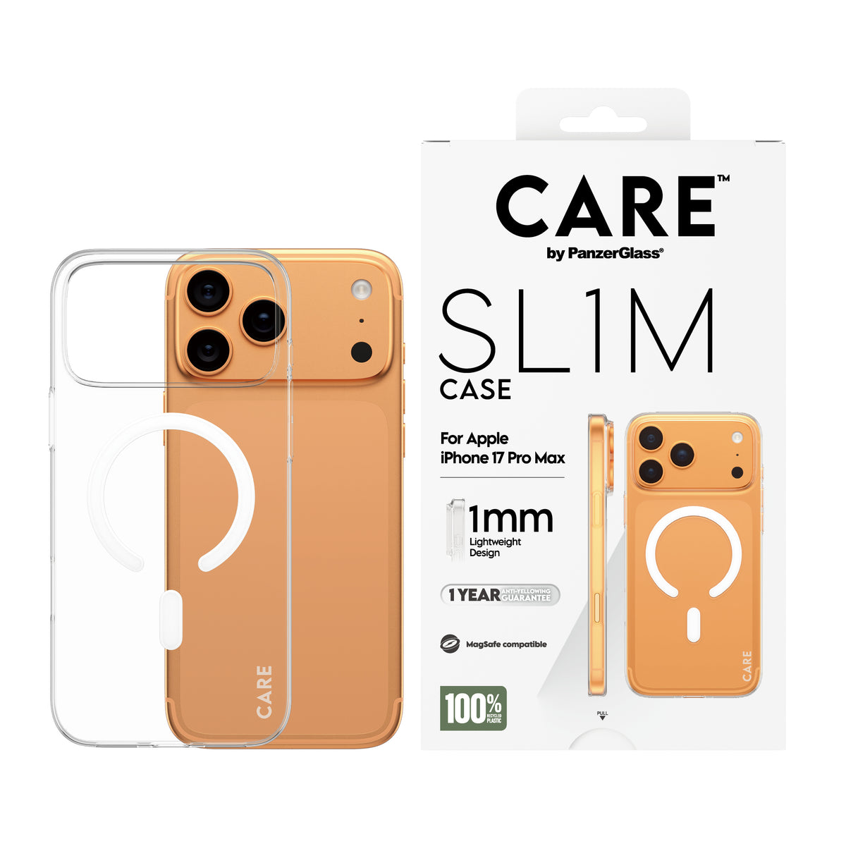 PanzerGlass CARE SL1M Coque Transparente avec MagSafe pour iPhone 17 Pro Max