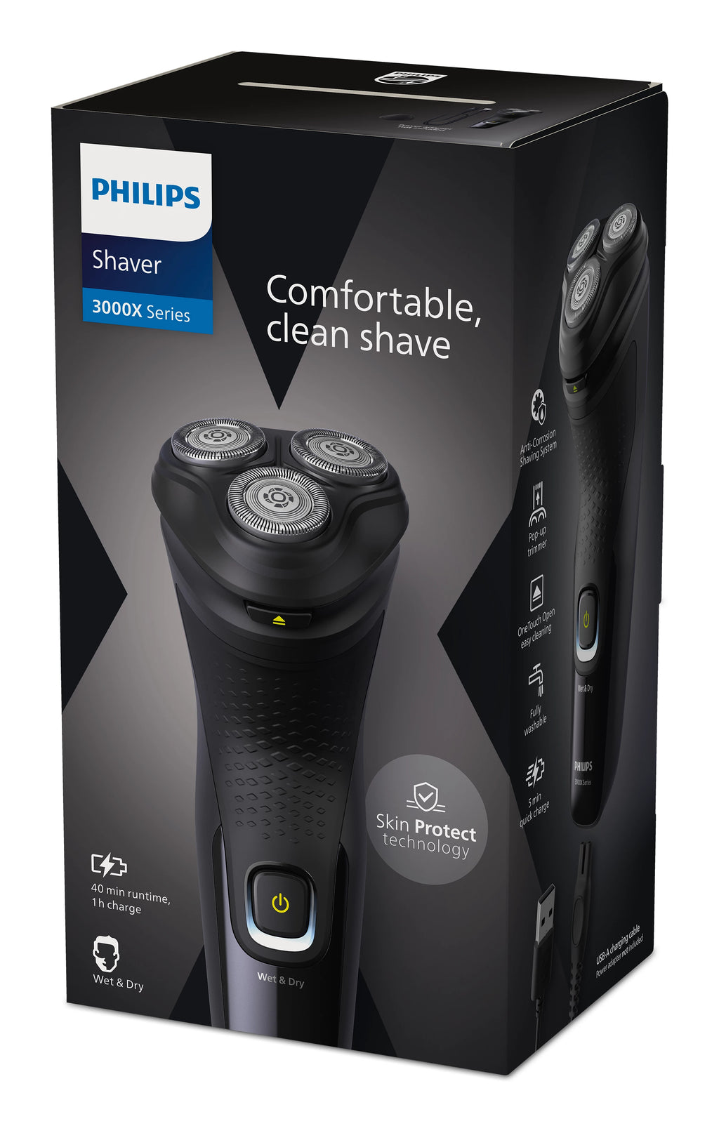 Philips X3021/00 rasoir pour homme Rasoir rotatif Tondeuse Noir