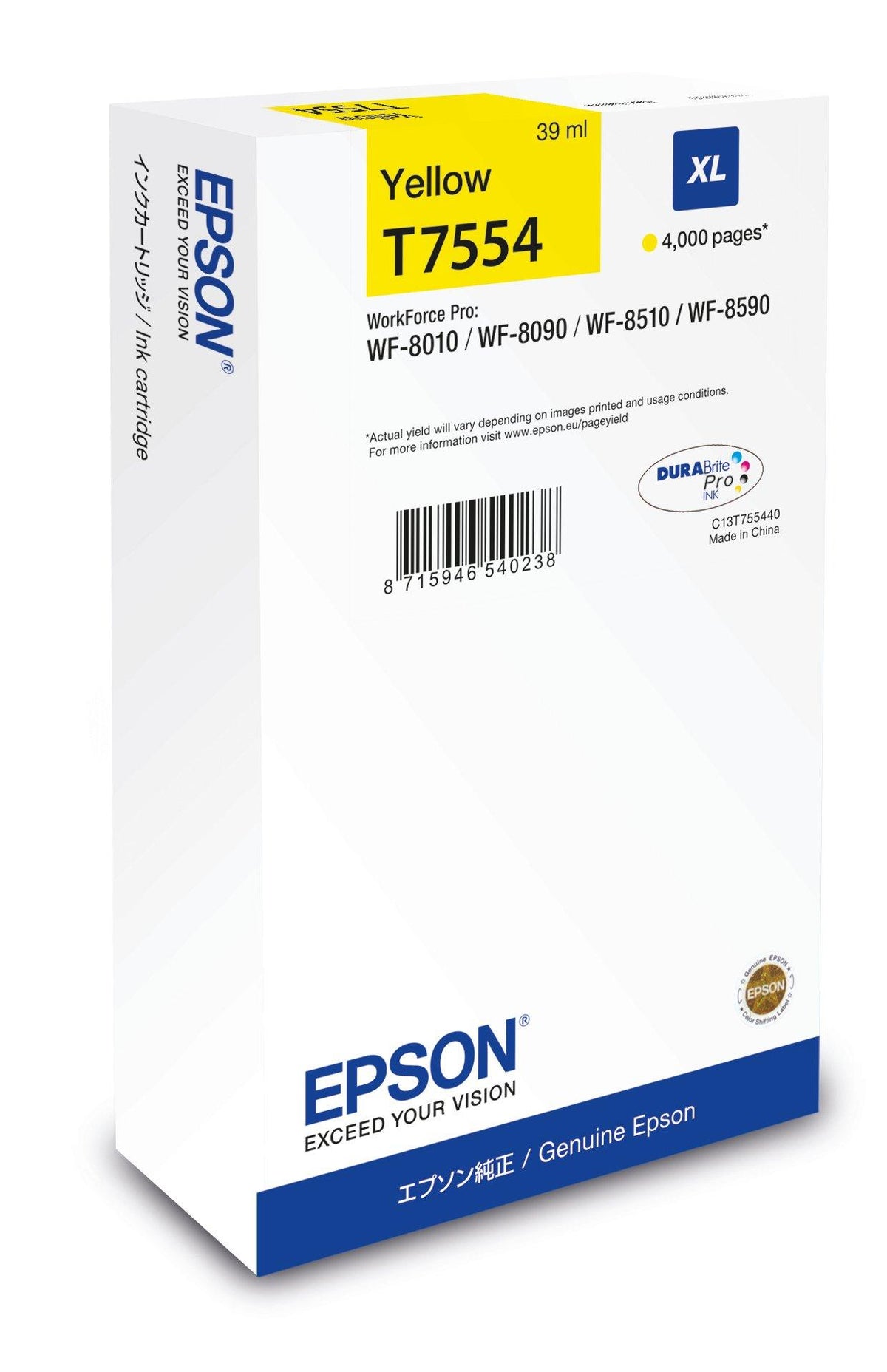 Epson C13T75544N Cartouche d'Encre Jaune Haute Capacité (XL)