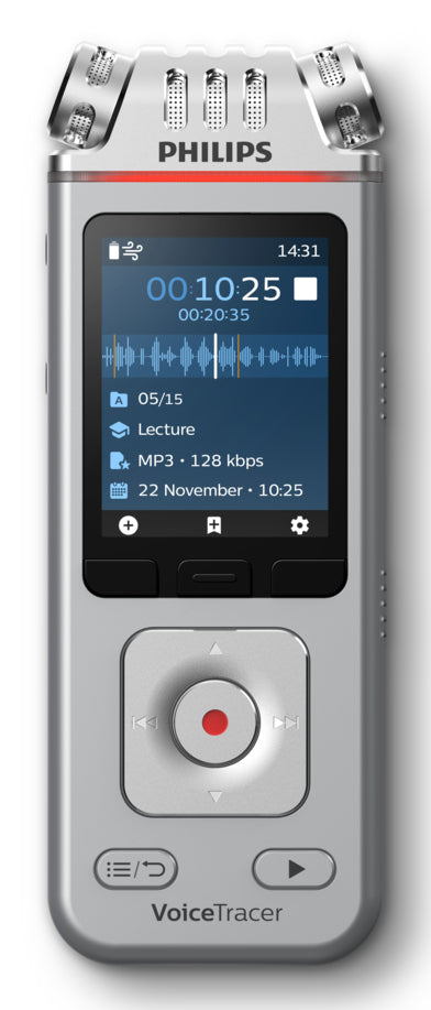 Philips DVT4115 Digital Voice Tracer Carte flash Chrome, Argent