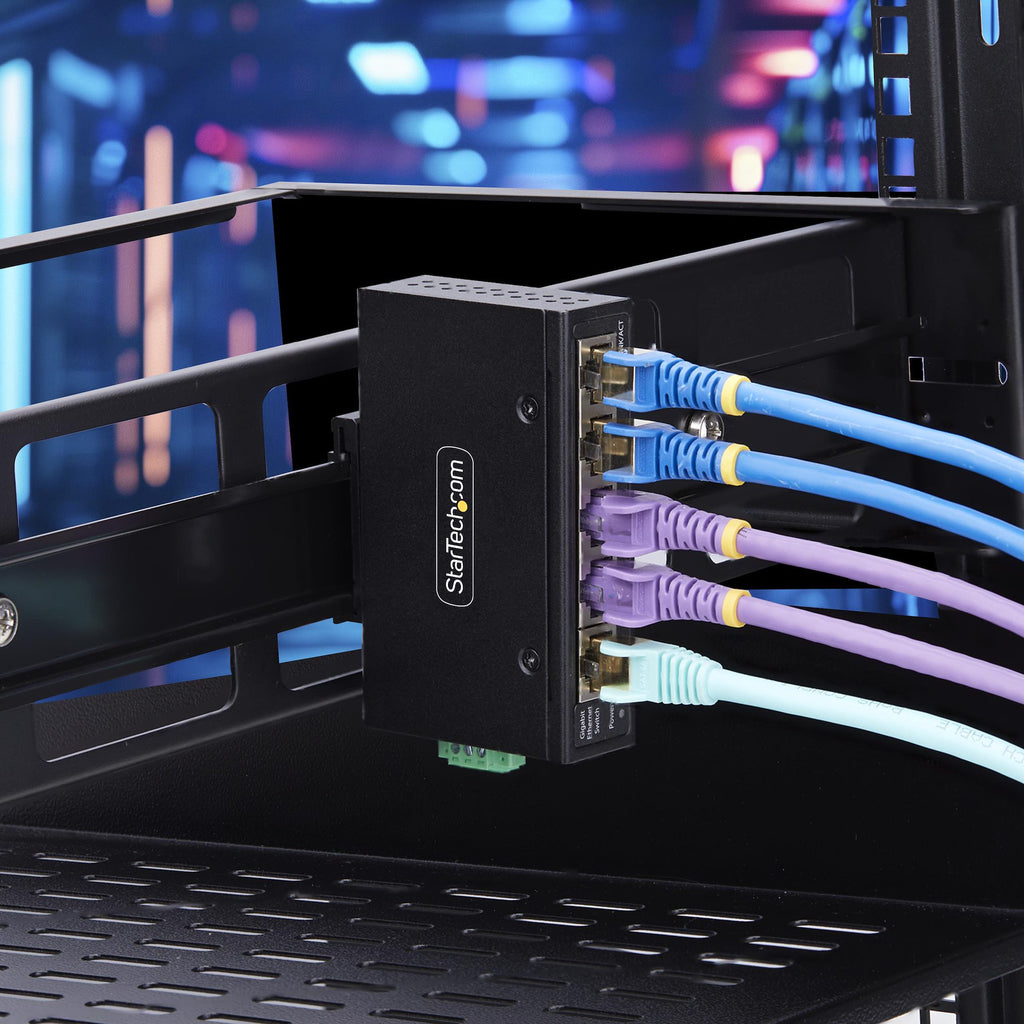 StarTech.com Switch Réseau Industriel 5 Ports Non Géré Gigabit Ethernet, Rail DIN/Mural, IP30, -40°C à 75°C, 9-60V DC, T