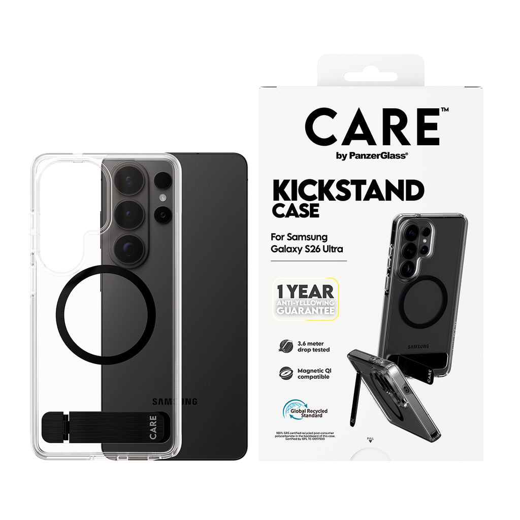 PanzerGlass CARE™ by ® Kickstand Case Transparent w. Qi Samsung Galaxy S26 Ultra coque de protection pour téléphones por