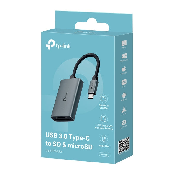TP-Link UA440C Lecteur de Carte Mémoire USB 3.2 Gen 1 Type-C, Gris