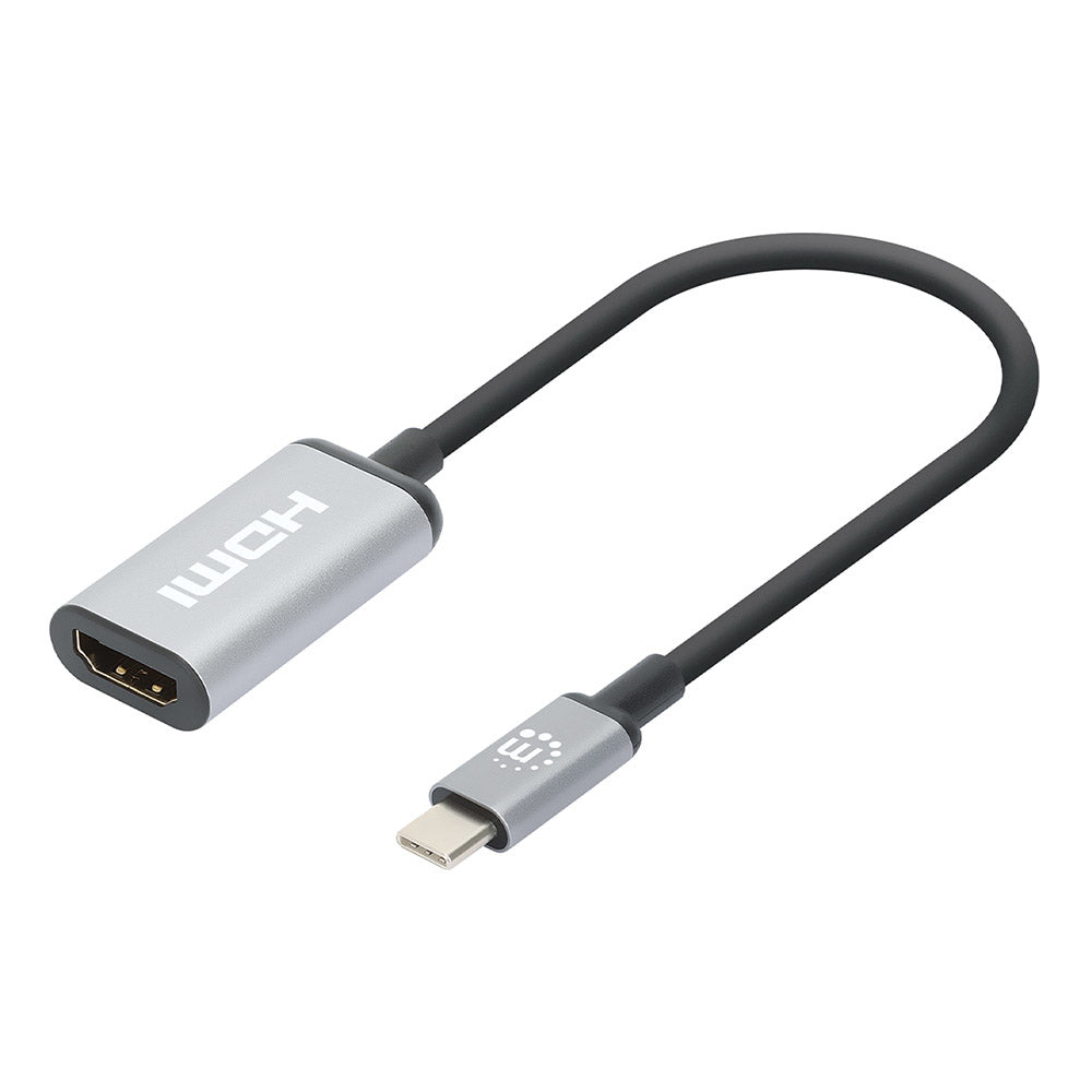 Manhattan 153706 Adaptateur Câble USB Type-C vers HDMI Type A, 0,15 m, Noir et Argent