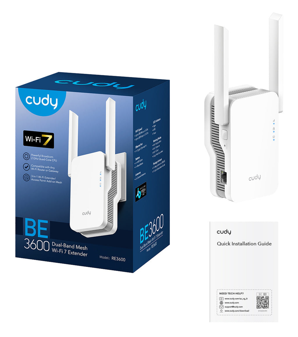 Cudy RE3600 prolongateur réseau Répéteur réseau Blanc