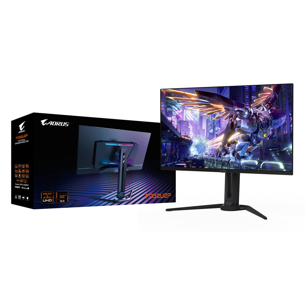 GIGABYTE AORUS Écran de jeu FO32U2P OLED de 32” - 3840 x 2160 (UHD), 240Hz, 0,03ms, 250 cd/m², KVM, FreeSync Premium Pro, DisplayHDR True Black 400, DisplayPort 2.1