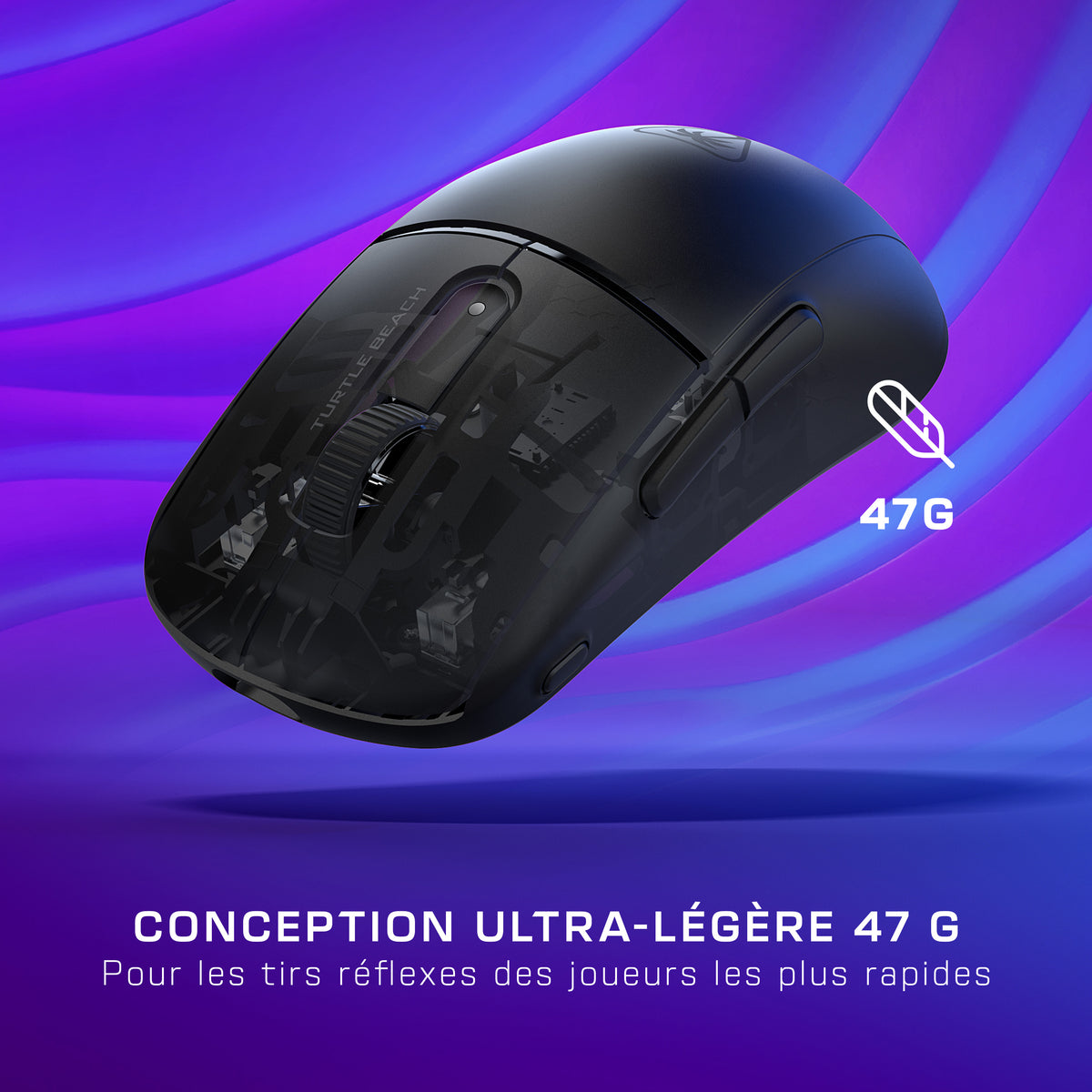 Turtle Beach Burst II Air - Souris gaming sans fil 2,4 GHz : ultralégère avec 47 g, touches optiques, symétrique, capteu