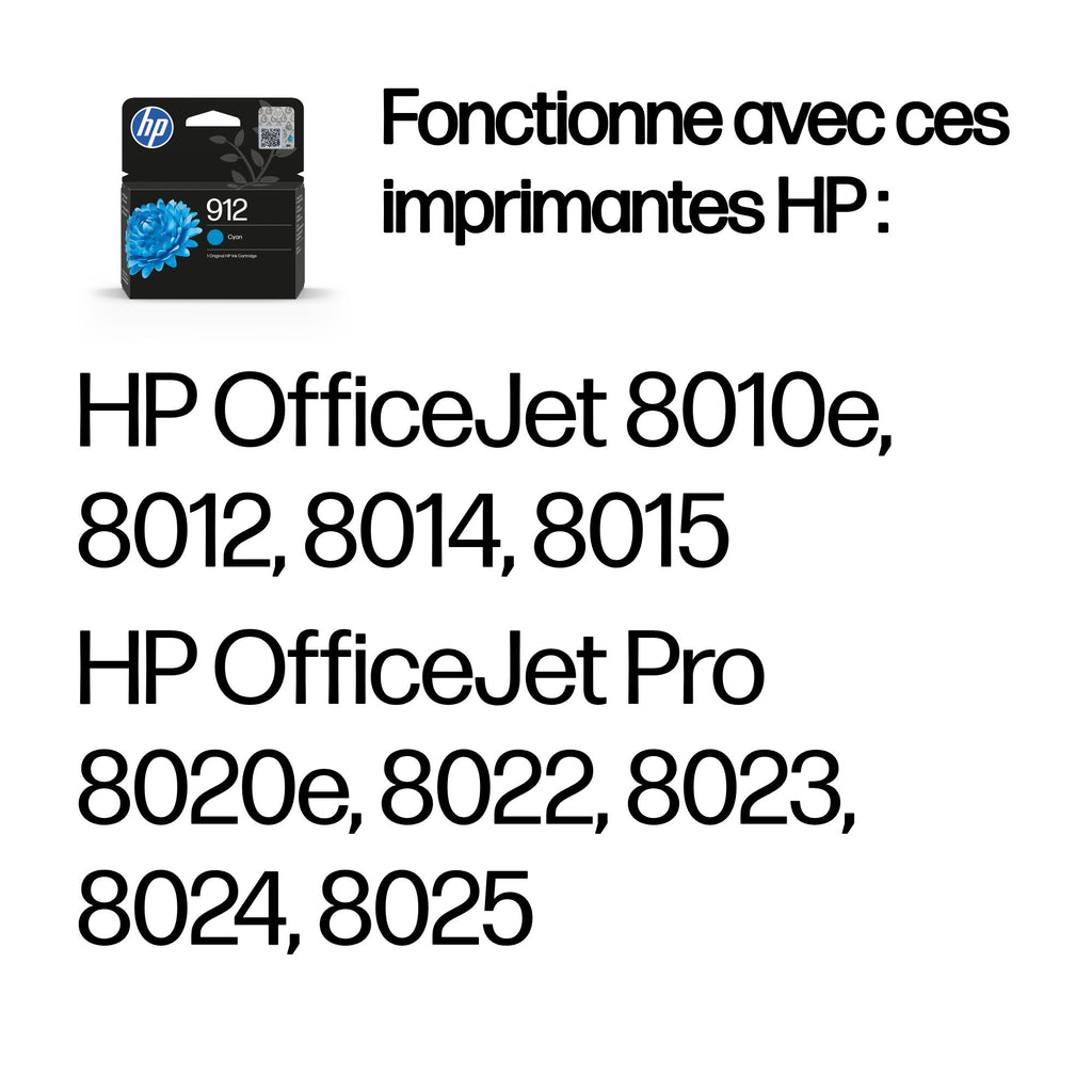 HP 912 Cartouche d'encre cyan authentique