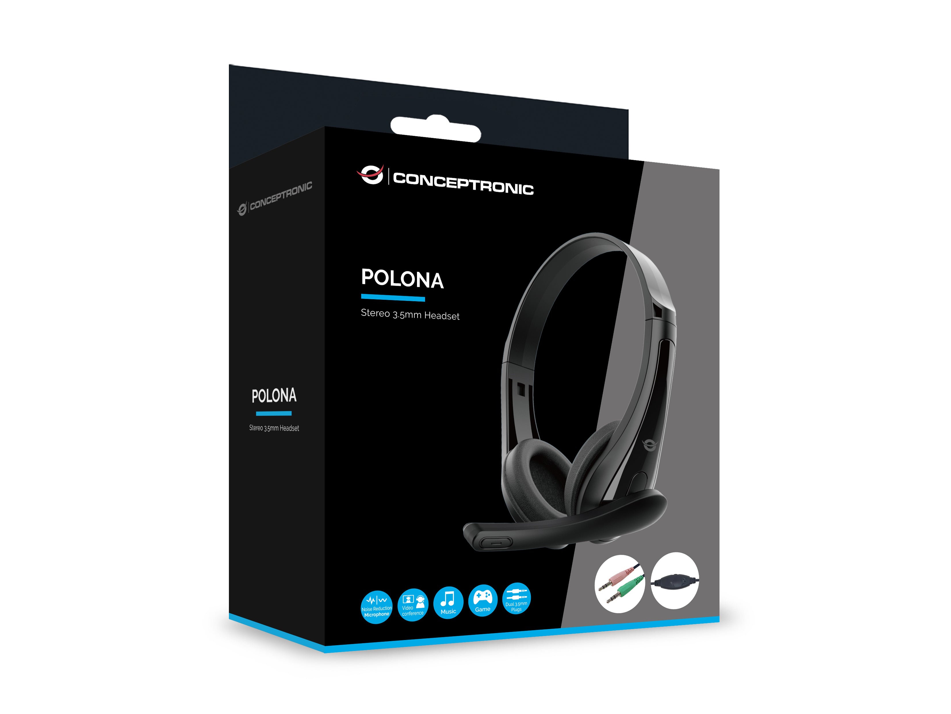 Conceptronic POLONA06B3T casque Avec fil Arceau Appels/Musique Noir