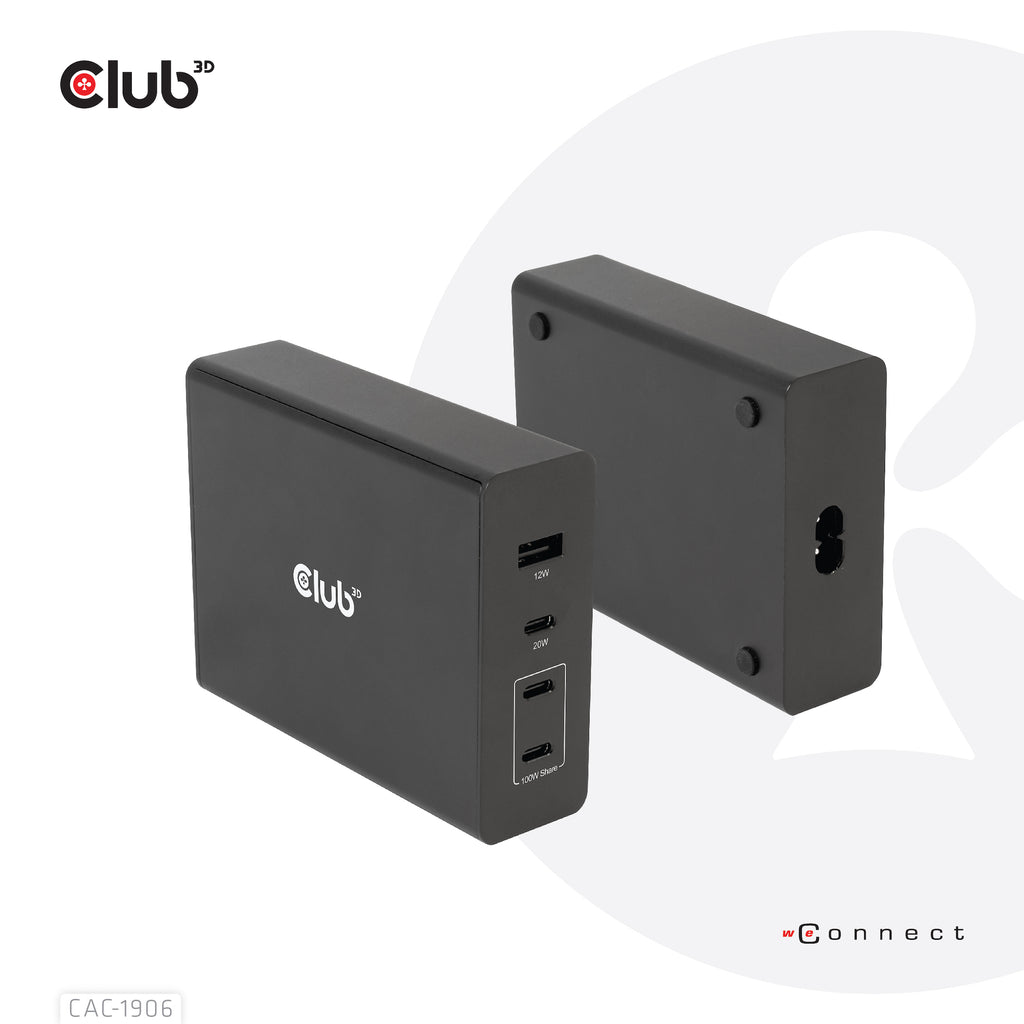 CLUB3D CAC-1906 Chargeur Universel pour Appareils Mobiles, Noir, 3 Ports USB-C