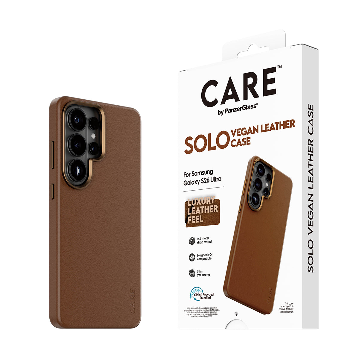 PanzerGlass CARE™ by ® Solo Case Brown w. Qi Samsung Galaxy S26 Ultra coque de protection pour téléphones portables Housse Marron