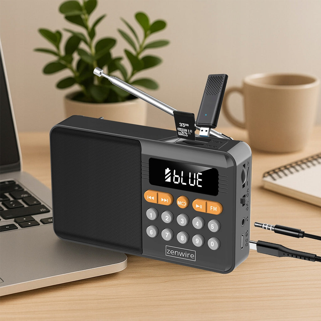 Mini radio FM Bluetooth portable à piles, haut-parleur sans fil pour la cuisine Zenwire YSF-005BT