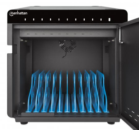 Manhattan Armoire de charge USB-C de bureau 10 appareils (iPad jusqu’à 11"), pour tablettes et smartphones, compartiment
