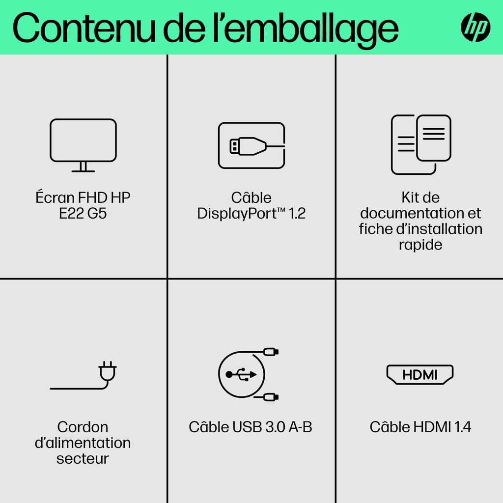 HP E-Series Écran FHD E22 G5