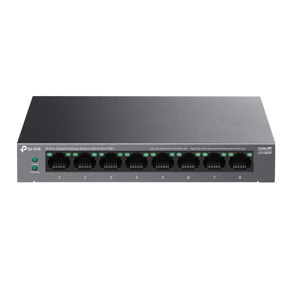 TP-Link LiteWave LS108GP Commutateur Réseau Non-géré Gigabit Ethernet PoE, 8 Ports, Noir