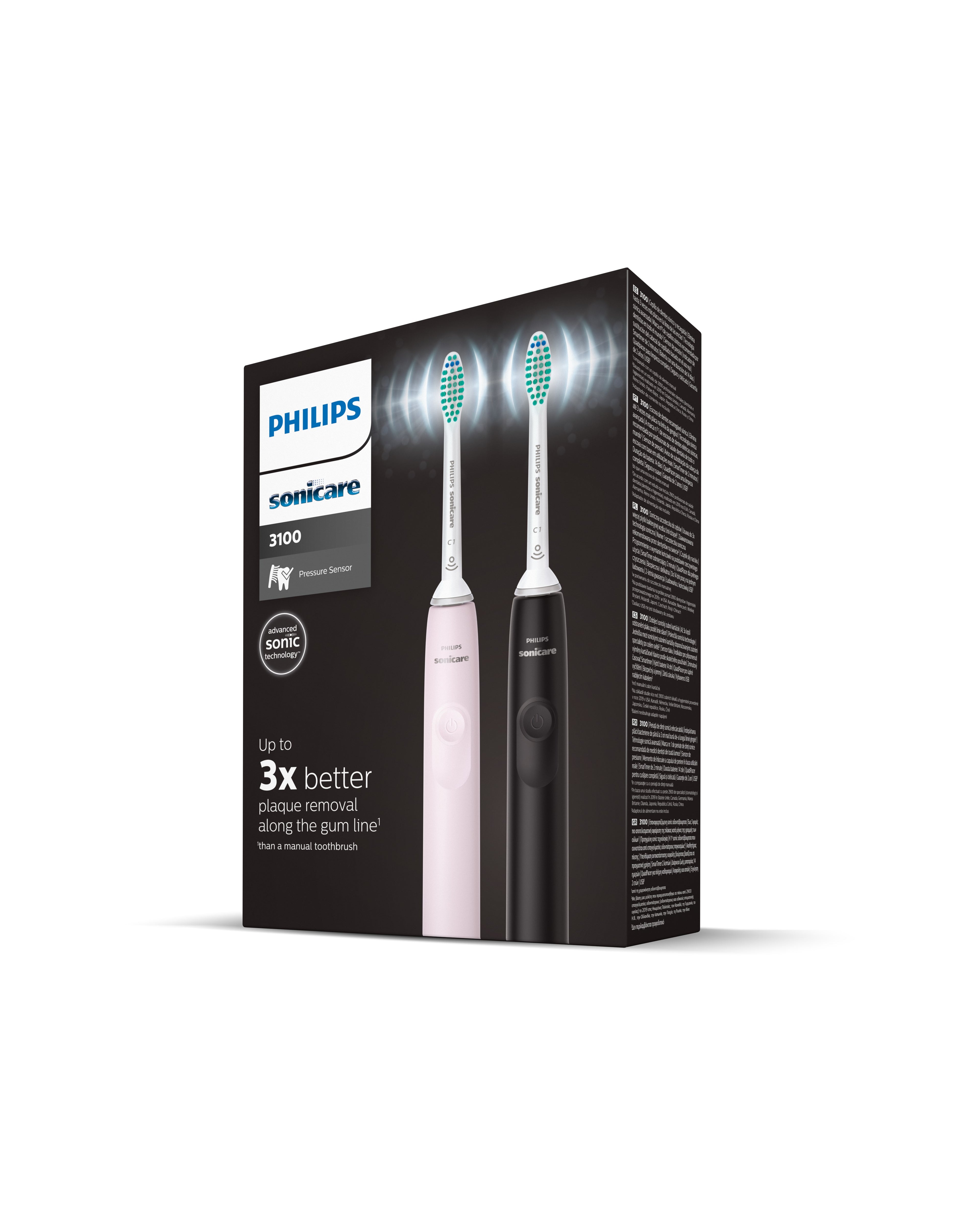 Philips Sonicare 3100 series 3100 series HX3675/15 2x Brosses à dents électriques - Noire/Rose