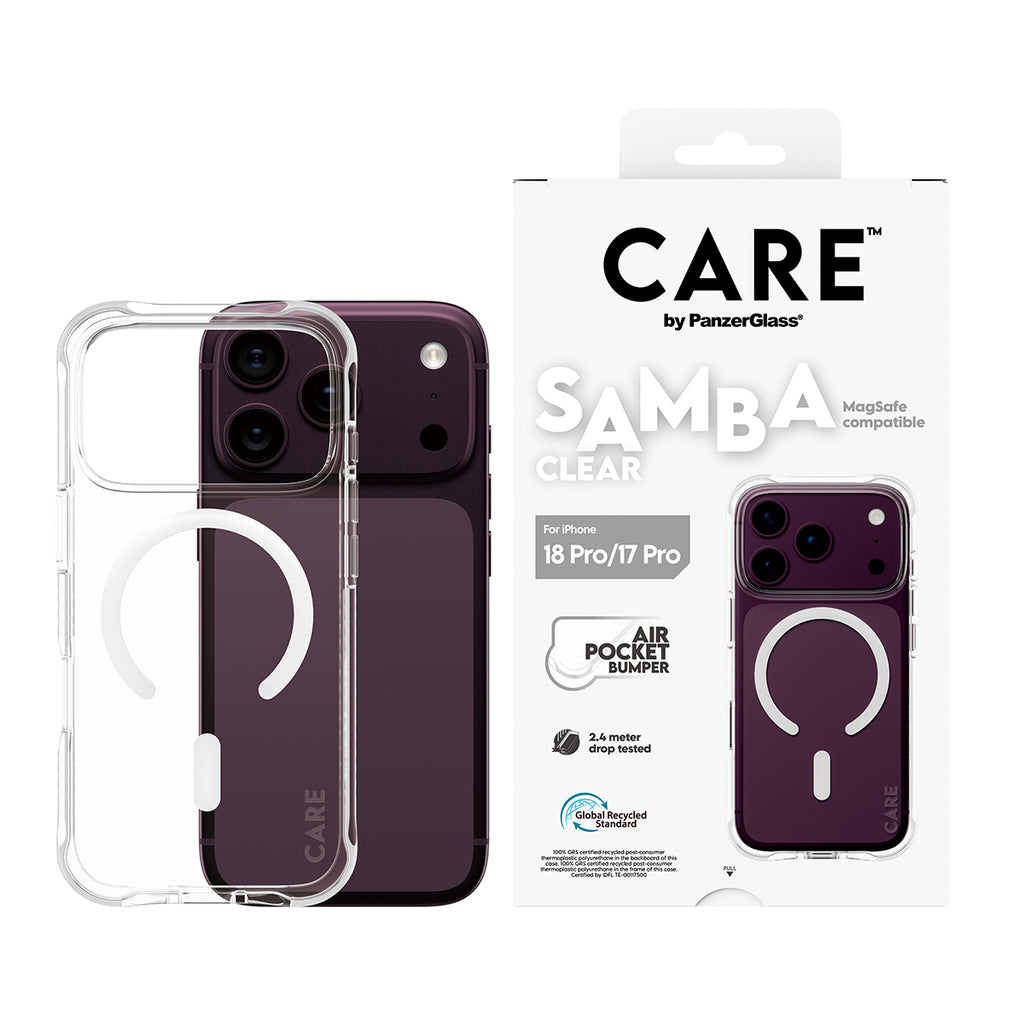 PanzerGlass CARE™ by ® Samba Case Transparent w. White MagSafe iPhone 2026 Pro | 17 Pro coque de protection pour télépho