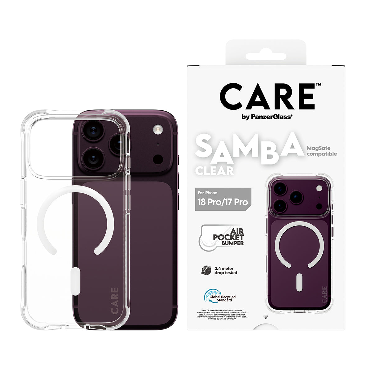 PanzerGlass CARE™ by ® Samba Case Transparent w. White MagSafe iPhone 2026 Pro | 17 Pro coque de protection pour télépho