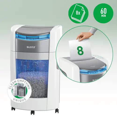 Leitz IQ OptiMax Autofeed Office 300 P5 destructeur de papier Découpage par micro-broyage 55 dB 22,5 cm Blanc - vue 7