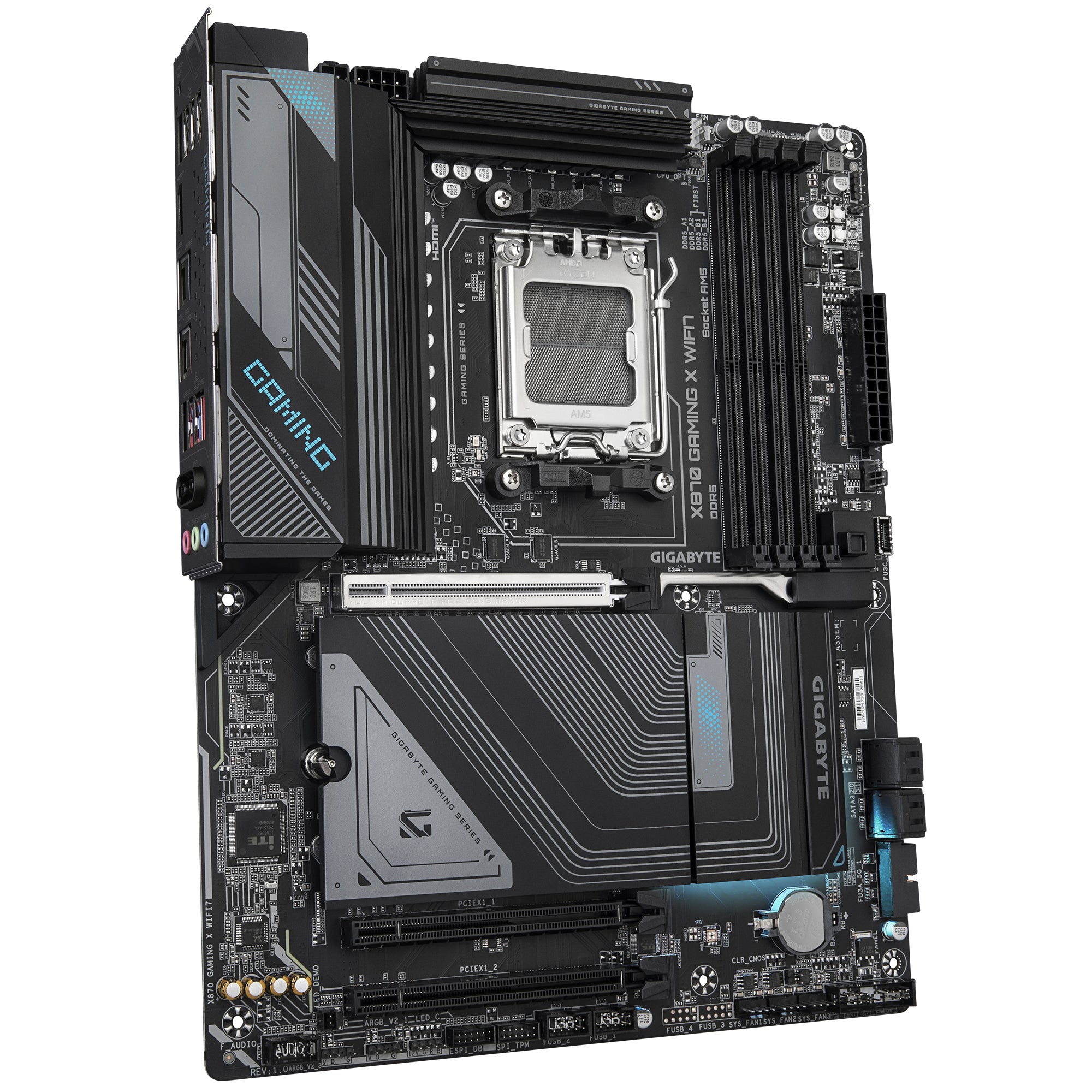 GIGABYTE X870 GAMING X WIFI7 Carte Mère - Prend en charge les processeurs AMD Ryzen 9000, 16+2+2 phases VRM, jusqu'à 8000MHz DDR5 (OC), 1xPCIe 5.0 + 2xPCIe 4.0, Wi-Fi 7, LAN 2,5GbE, USB 4