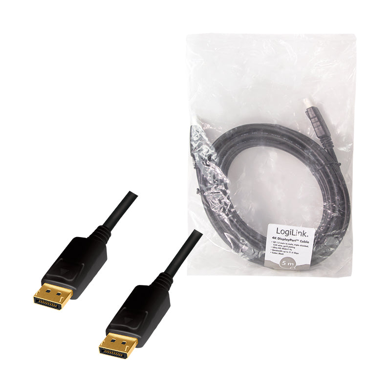 LogiLink CD0103 câble DisplayPort 5 m Noir