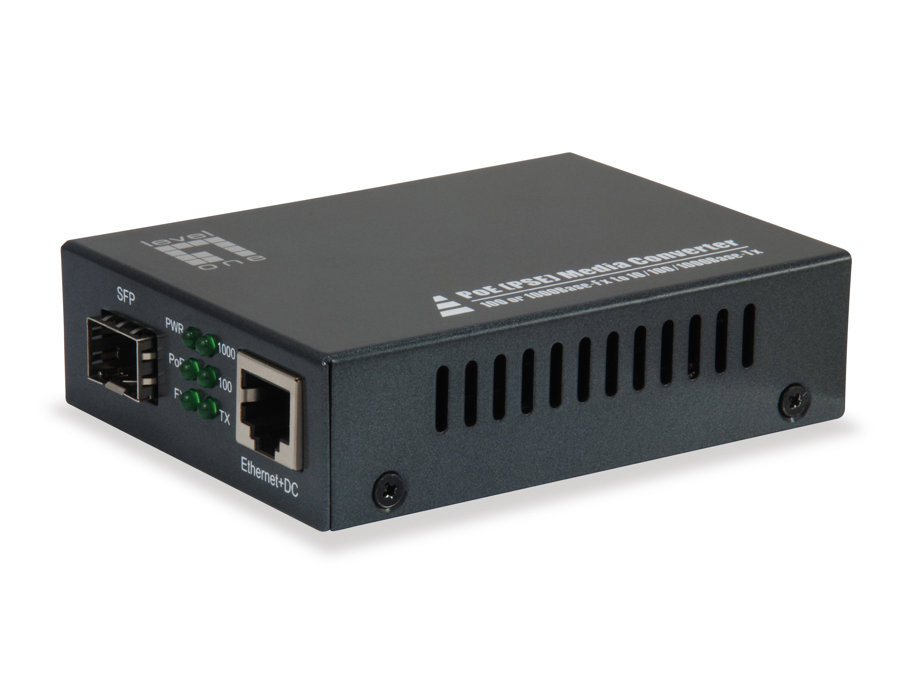 LevelOne GVT-2012 convertisseur de support réseau 1000 Mbit/s Noir