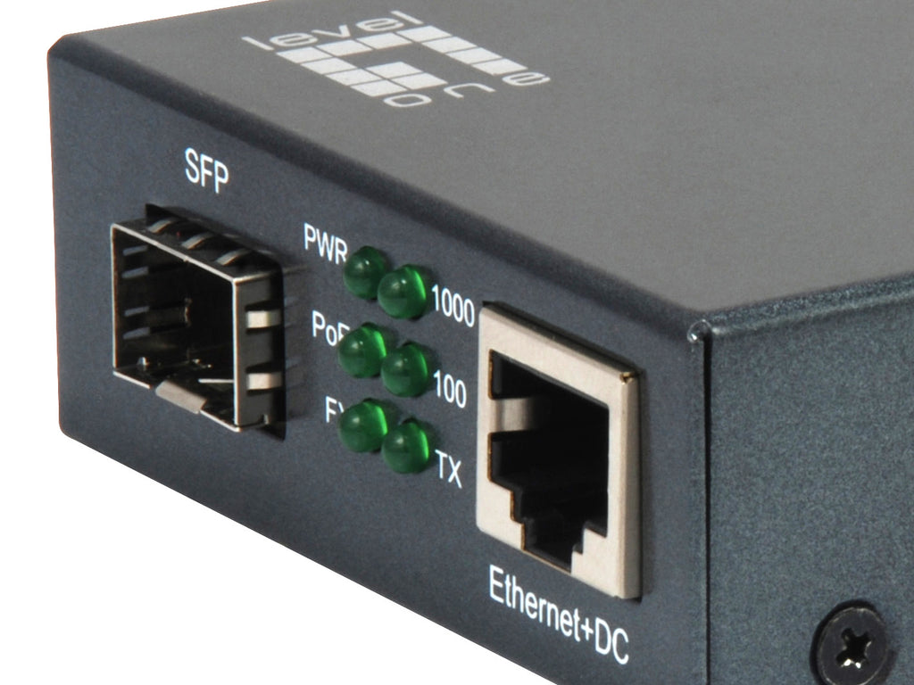 LevelOne GVT-2012 convertisseur de support réseau 1000 Mbit/s Noir
