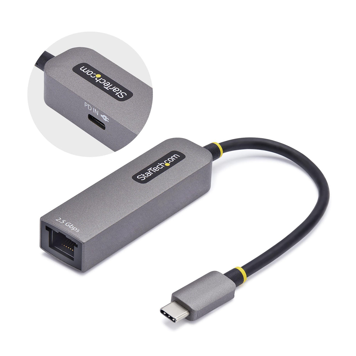 StarTech.com Adaptateur USB-C vers Ethernet 2.5GbE, PD Pass-Through 100W, NBASE-T, Multi Speed 2.5/1G, Compatible Thunde