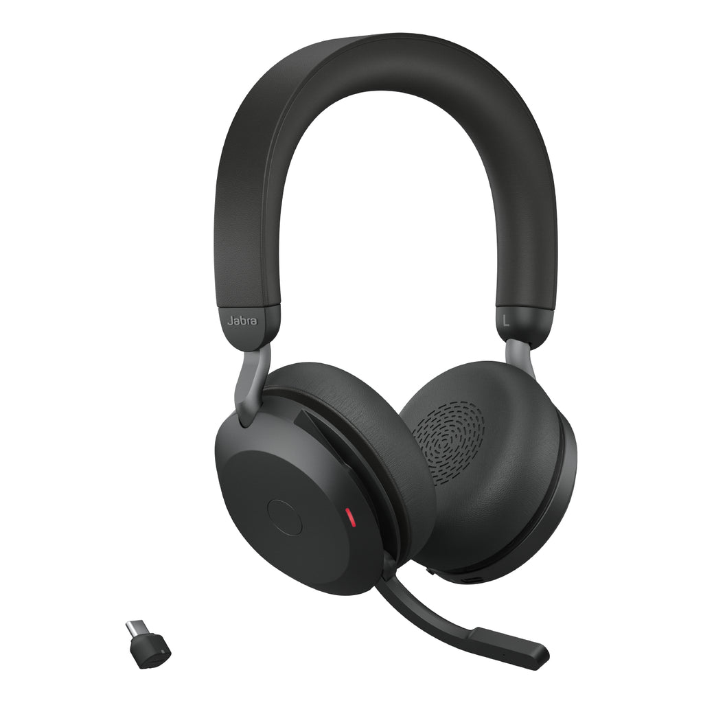 Jabra Evolve2 75 Casque Filaire et Sans Fil Bluetooth avec Socle de Chargement, USB Type-C, Noir