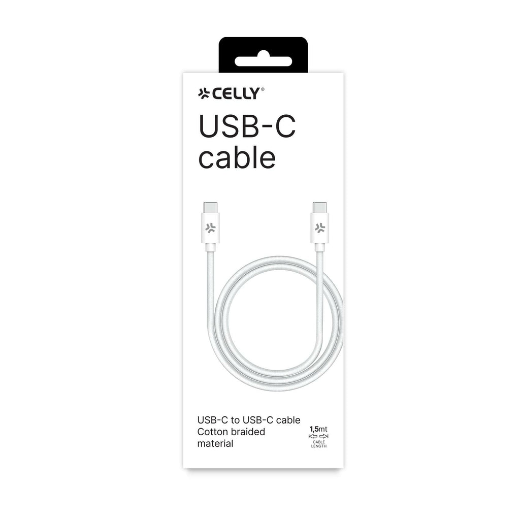 Celly USBCUSBCCOTTWH câble USB 1,5 m USB C 60 W Blanc - vue 3