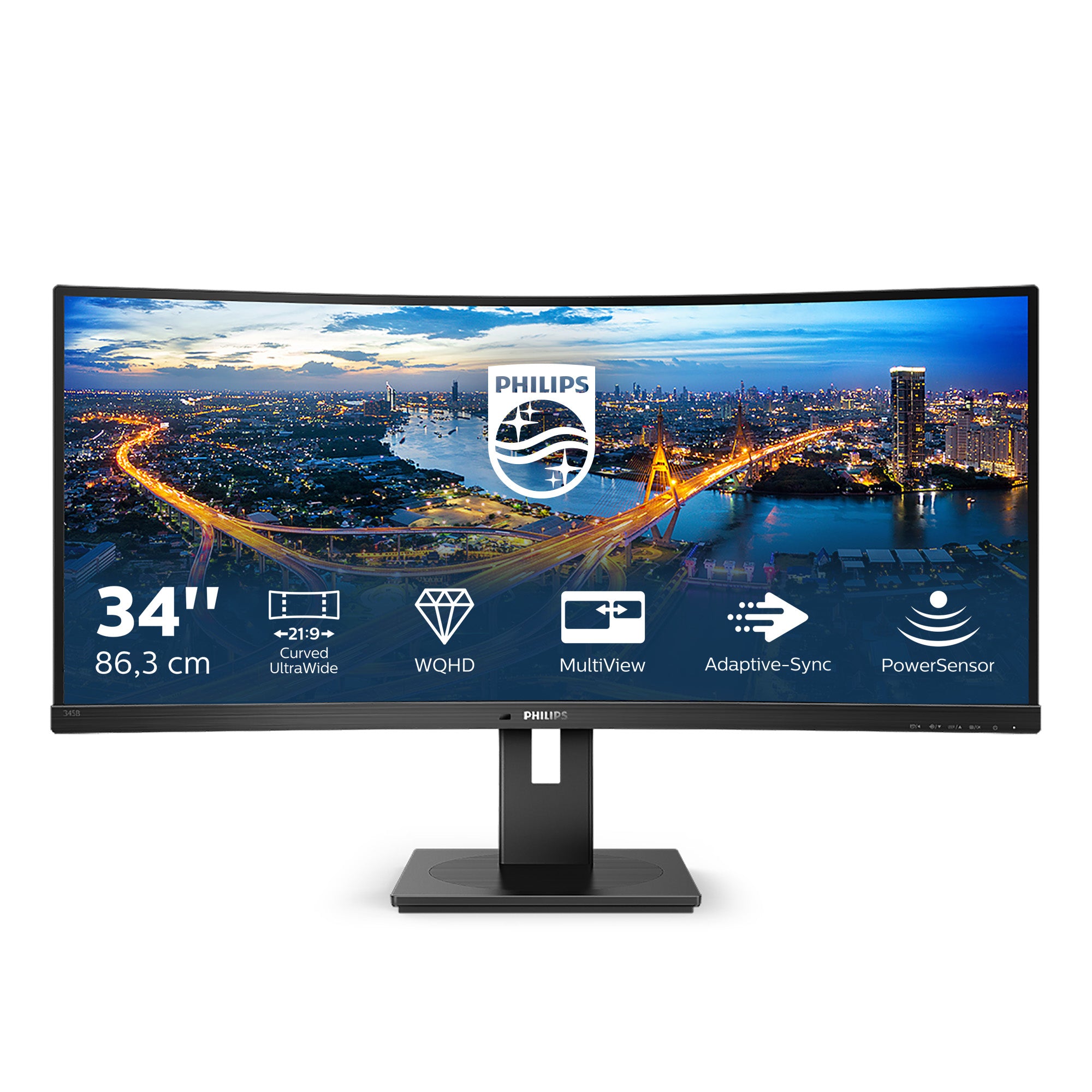 Philips B Line 345B1C/00 écran plat de PC 86,4 cm (34") 3440 x 1440 pixels Quad HD LCD Noir
