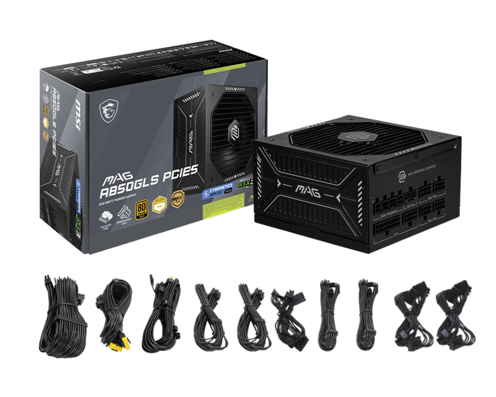 MSI MAG A850GLS PCIE5 unité d'alimentation d'énergie 850 W 24-pin ATX ATX Noir