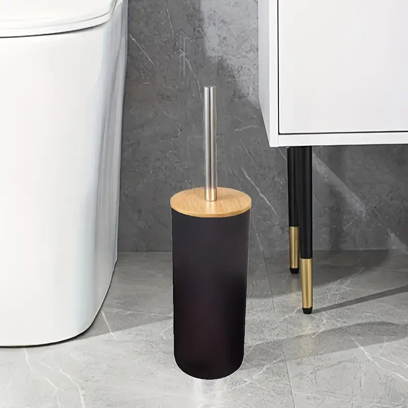 SZCZOTKA DO WC ŁAZIENKI METAL BAMBUS LOFT CZARNA TOALETOWA WOLNOSTOJĄCA