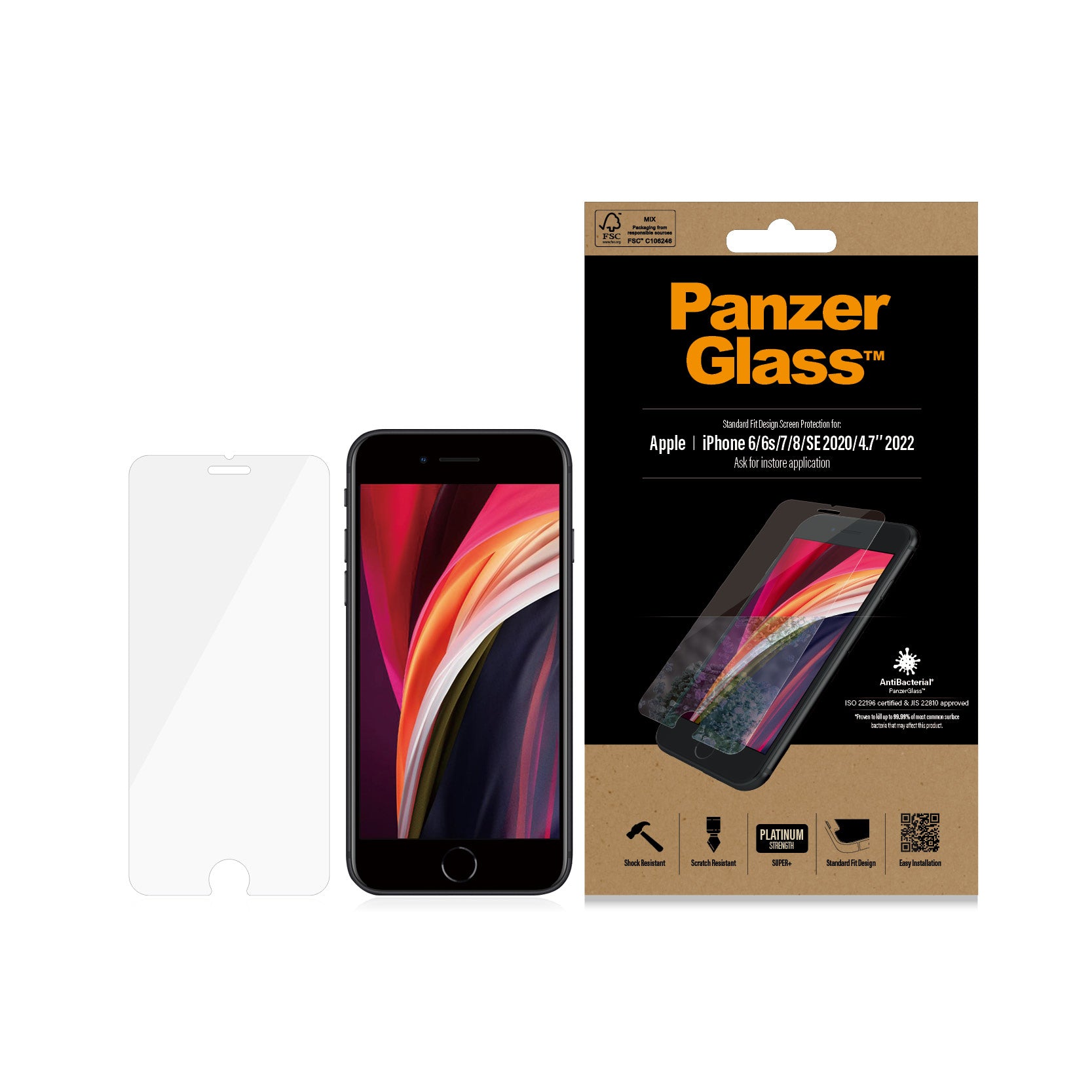PanzerGlass ® Screen Protector iPhone 8 | 7 | 6s | 6 | SE (2020/2022) | Standard Fit Protection d'écran transparent Apple 1 pièce(s)