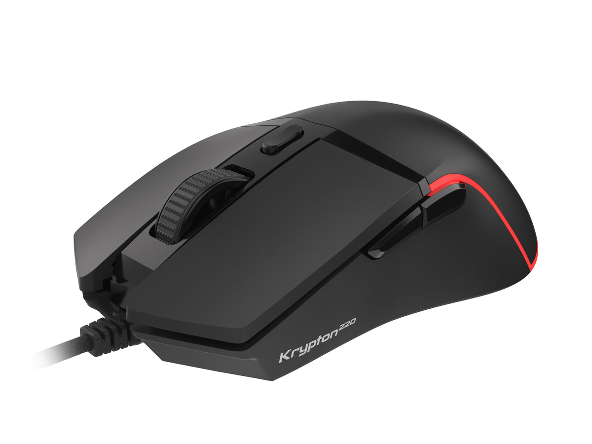 Souris Gaming Krypton 220 pour Droitier, Optique 6400 DPI, USB Type-A, Noir