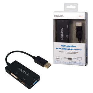 LogiLink CV0109 câble vidéo et adaptateur 0,15 m DisplayPort VGA + HDMI + DVI Noir