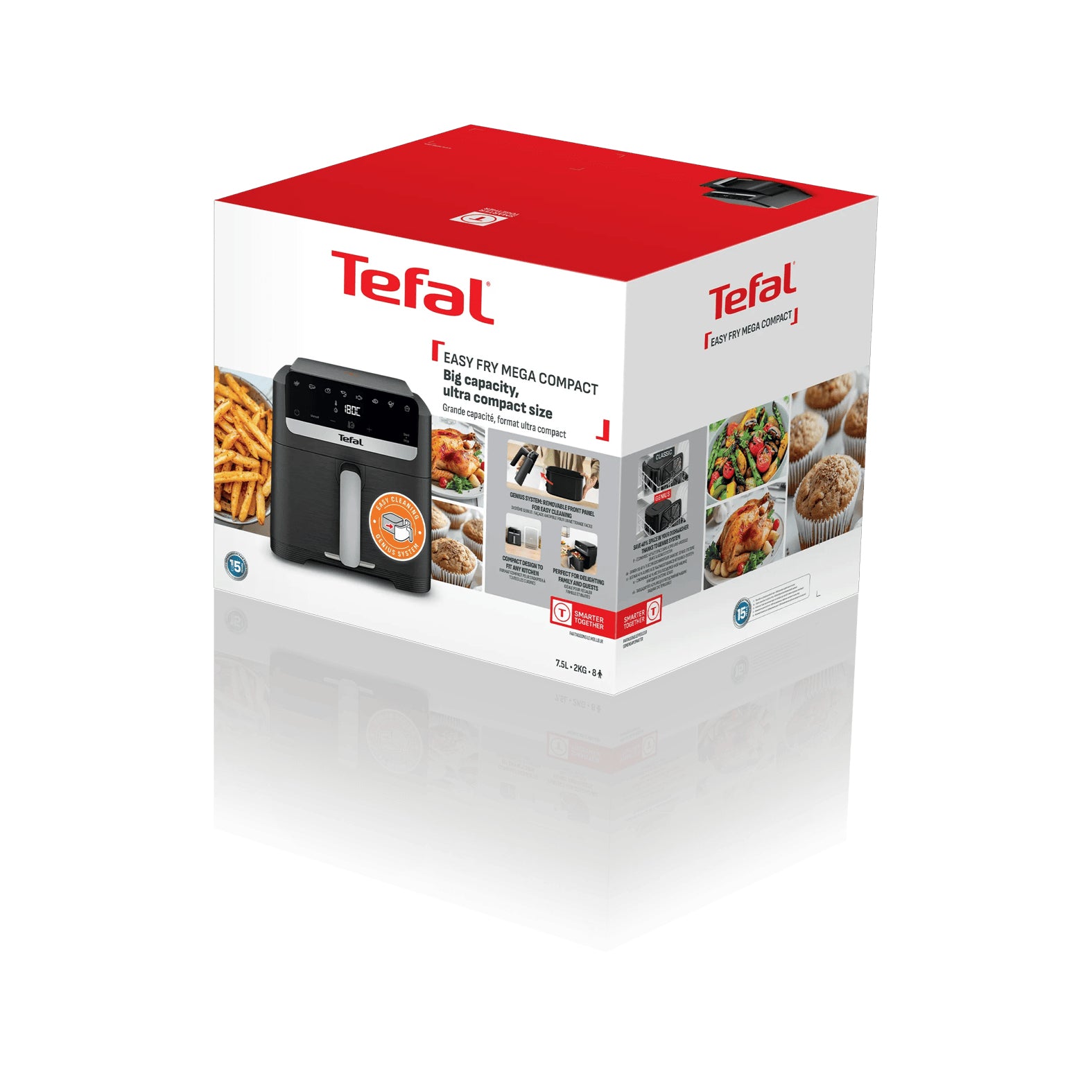 Tefal Easy Fry Mega Compact EY866HE1 friteuse Unique 7,5 L Autonome Friteuse d’air chaud Noir, Argent