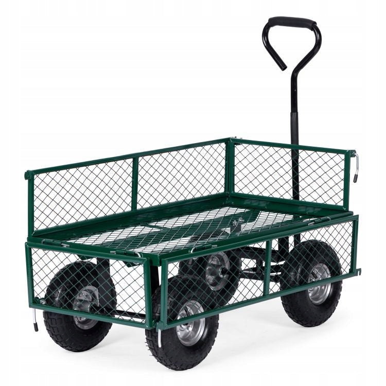 WÓZEK TRANSPORTOWY OGRODOWY 200 KG OTWIERANE BURTY DUŻE POMPOWANE KOŁA