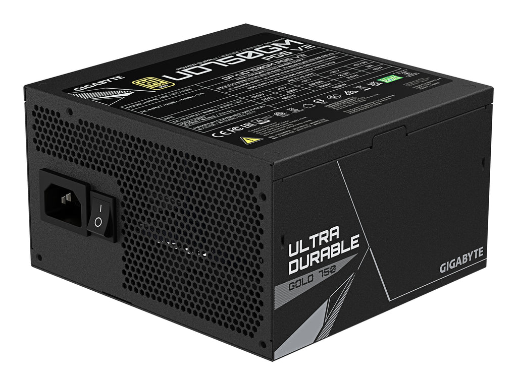 GIGABYTE UD750GM PG5 V2 Bloc d’Alimentation – PCIe Gen 5.1, 80 PLUS Gold, Conception entièrement modulaire, Ventilateur 120 mm, Compatible ATX 3.1, Prise EU