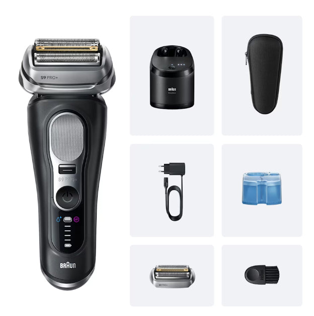 Braun Series 9 Pro+ 9660CCPS Rasoir à Grille et Tondeuse, Noir et Argent