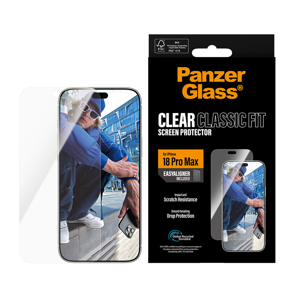 PanzerGlass ® Screen Protector iPhone 2026 Pro Max | Classic fit w. EasyAligner Protection d'écran transparent 1 pièce(s