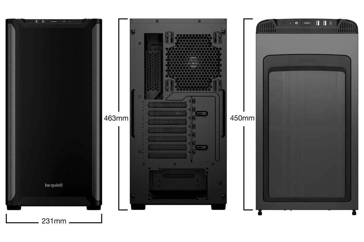 be quiet! Pure Base 501 Noir, Boîtier PC Midi Tower, Mini ATX / Micro ATX / ATX, 2 ventilateurs Pure Wings 3 140 mm PWM