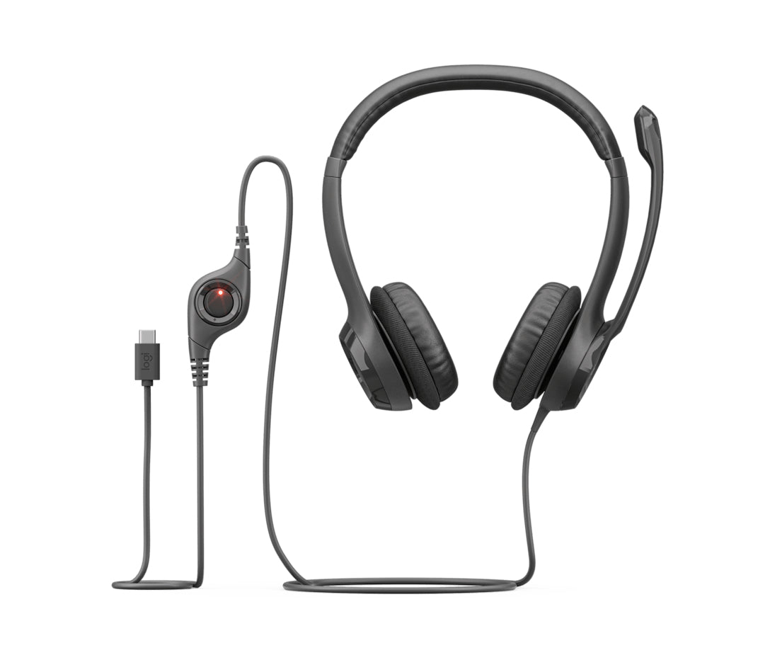 Logitech Auriculares con Cable H390 para PC/Portátil, Auriculares Estéreo con Micrófono con Supresión de Ruido, USB-C, Controles en línea, funciona con Chromebook
