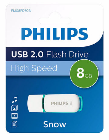 Philips FM08FD70B lecteur USB flash 8 Go USB Type-A 2.0 Turquoise, Blanc