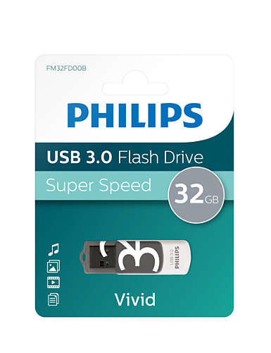 Philips FM32FD00B lecteur USB flash 32 Go USB Type-A 3.2 Gen 1 (3.1 Gen 1) Noir, Blanc
